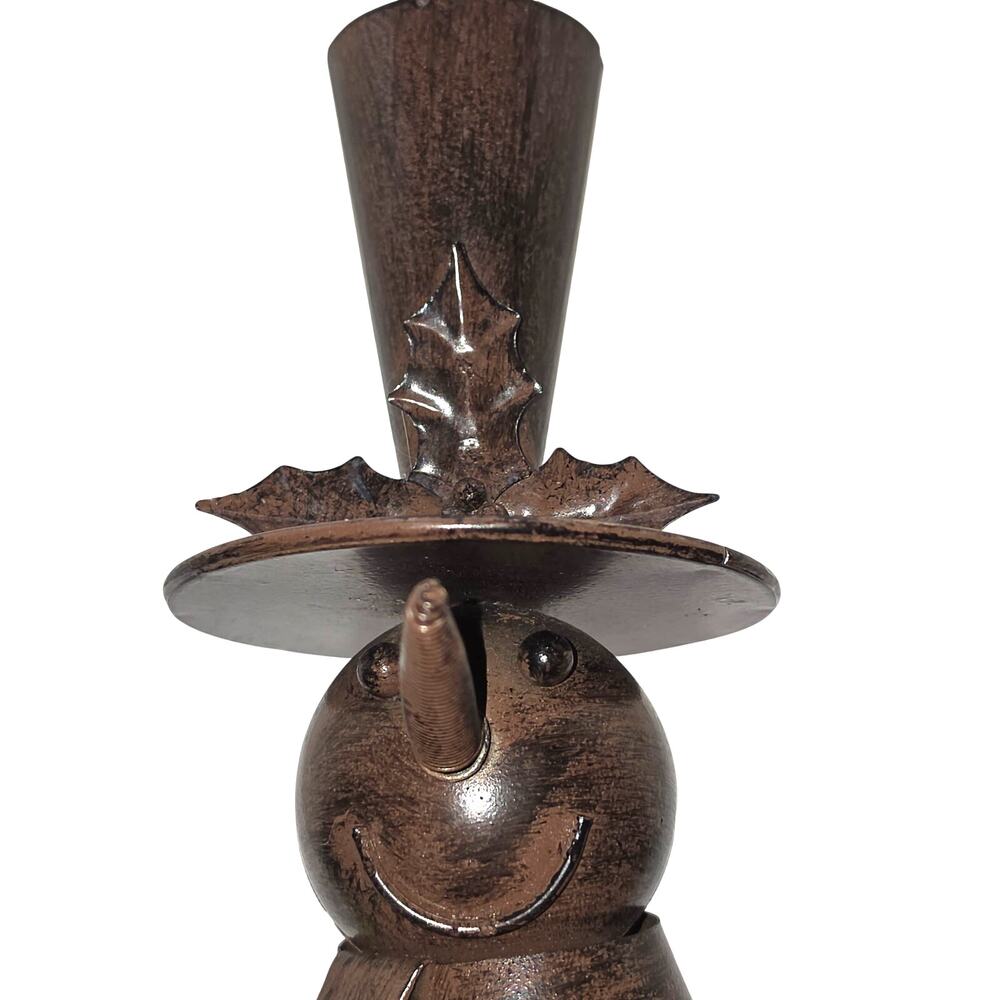 Rustic Shabby Chic Wood & Metal Snowman Christmas Figurine Holiday Decor Vintage